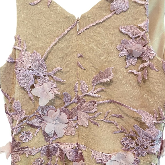 Dress the Population Rise pale pink 3D floral maxi dress. EUC - Picture 8 of 13